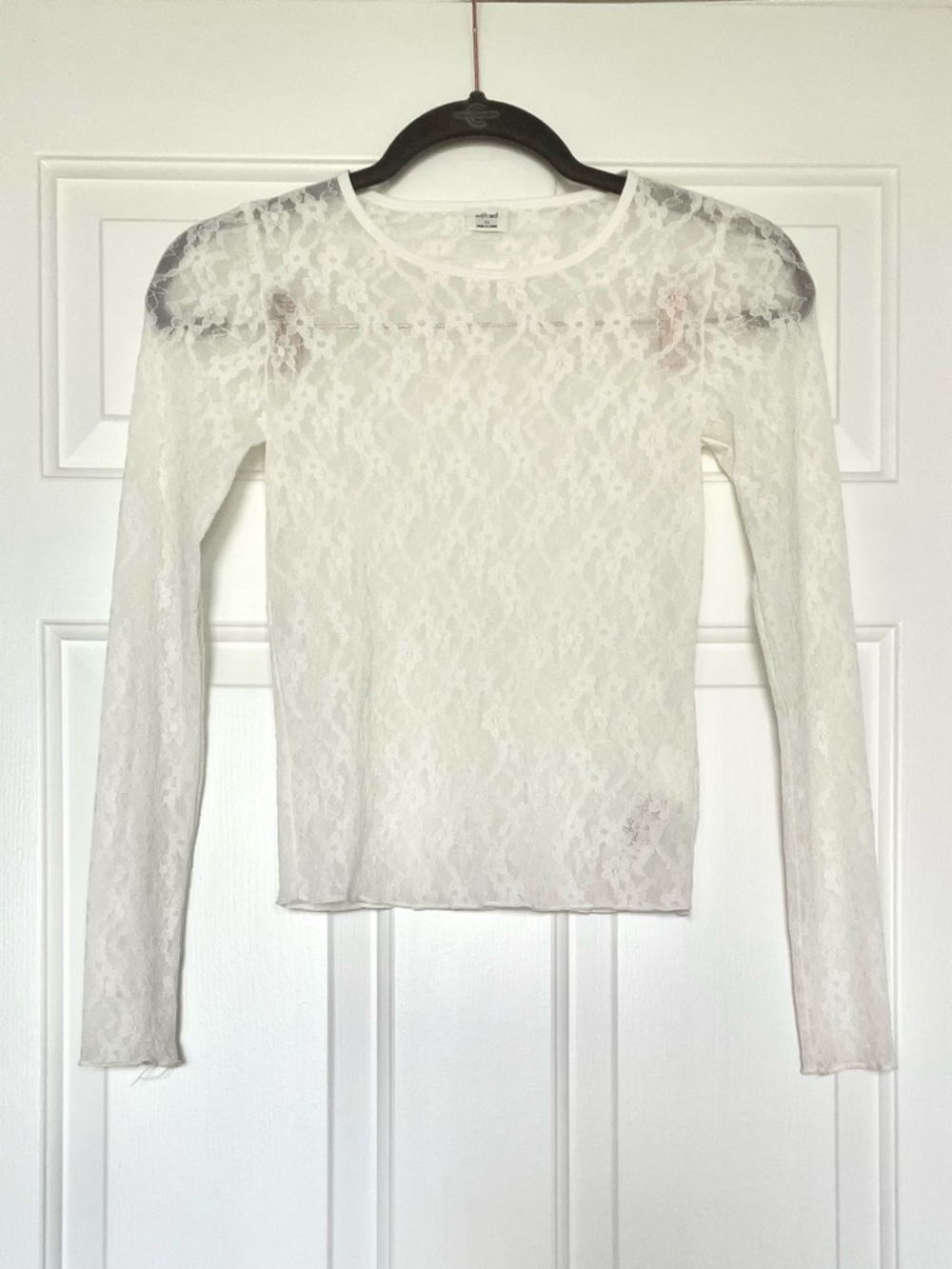 Aritzia Wilfred Mesh Floral Lace Longsleeve in Off White Size XS